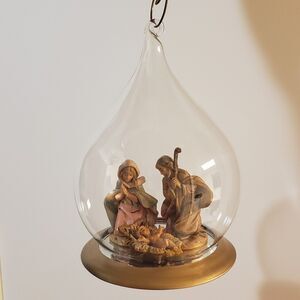 Fontanini Christmas  Holy Family 56187 Nativity Glass Table Hang Ornament W/Box